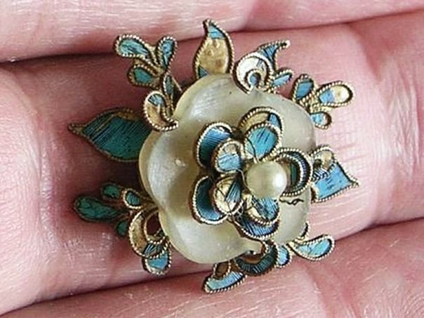 Flower 11 set in gilt silver mounting - (9484)